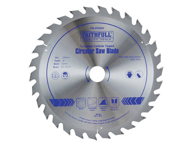 Faithfull TCT Circular Saw Blade 250 x 30mm x 24T POS - Faithfull Professional TCT Circular Saw Blade with 7mm Tungsten Carbide Tipped teeth to ensure a long working life and accuracy of cut Faithfull TCT Circular Saw Blade 250 x 30mm x 24T POS - Faithfull Professional TCT Circular Saw Blade with 7mm Tungsten Carbide Tipped teeth to ensure a long working life and accuracy of cut