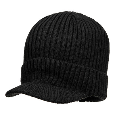 Beanie Hat with Peak - Black 