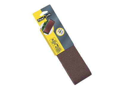 Flexovit Cloth Sanding Belt 533 x 75mm Coarse 50G (Pack 2)