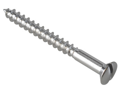 Forgefix Multi-Purpose Screw SL Raised Head Chrome Plated 4.0 x 40mm ForgePack 20
