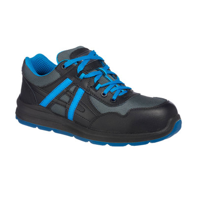 Composite Leather and Mesh Trainer S1P SRC - Black/Blue 46