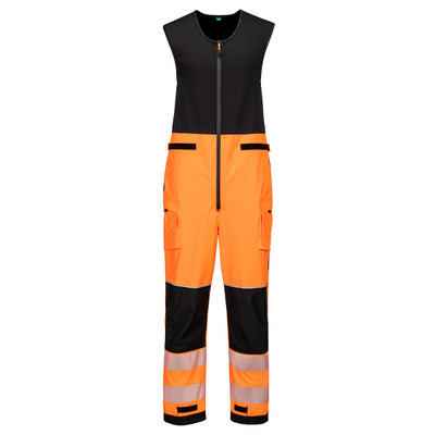 PW3 Hi-Vis Rain Salopettes (3L) - Orange/Black M