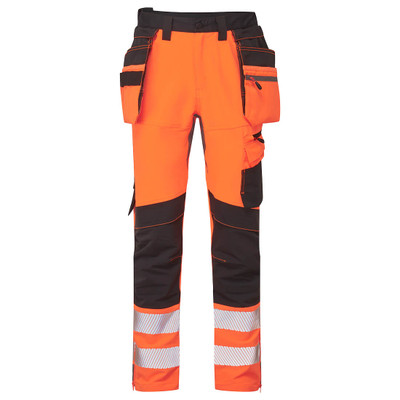 DX4 Hi-Vis Detachable Holster Pocket Craft Trousers - Orange/Black 32