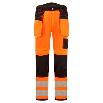 PW3 Hi-Vis Stretch Holster Pocket Trousers - Orange/Black 28