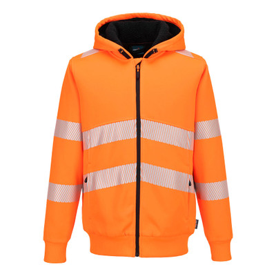 PW321 Hi-Vis Zipped Winter Hoodie - Orange XXXL