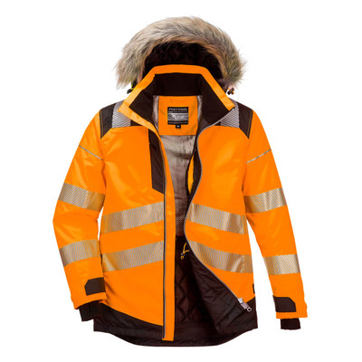 PW3 Hi-Vis Winter Parka Jacket - Orange/Black 4XL