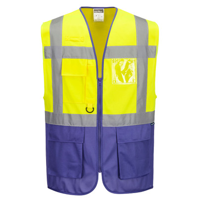 Warsaw Hi-Vis Contrast Executive Vest  - Yellow/Purple XL