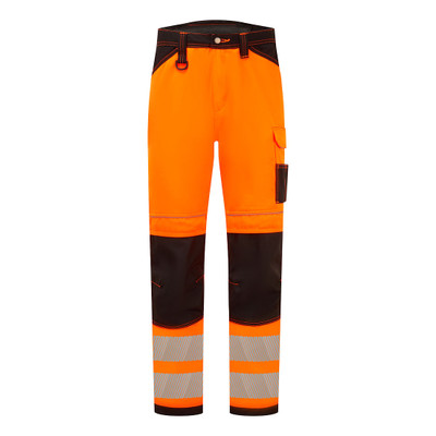 PW3 Hi-Vis Work Trousers - Orange/Black Short 36