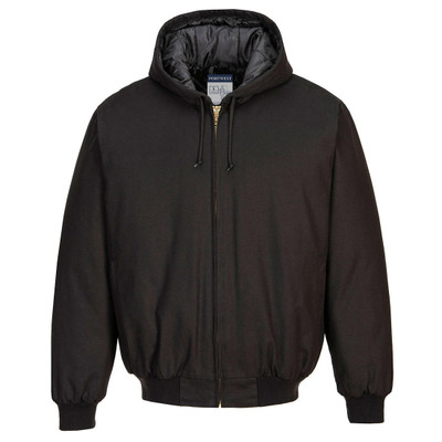 Duck Quilt Lined Hooded Jacket - Black L