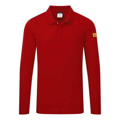 Anti-Static ESD Polo Shirt L/S - Deep Red M