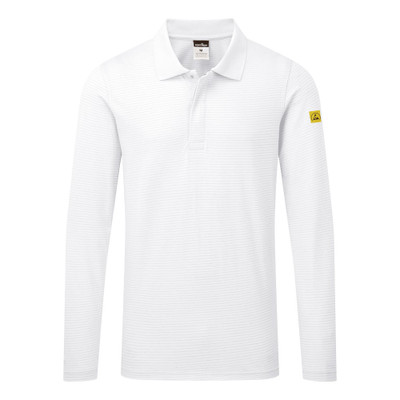Anti-Static ESD Polo Shirt L/S - White XS