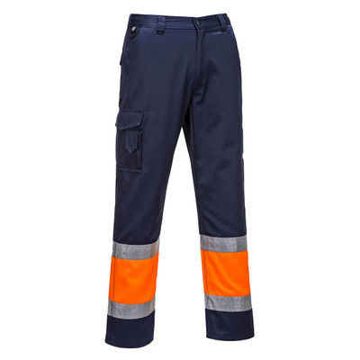 L049 Hi-Vis Lightweight Contrast Class 1 Service Trousers - <p class="text-justify">This fully certified lightweight combat trouser in a contrast navy colourway has a multitude of clever features