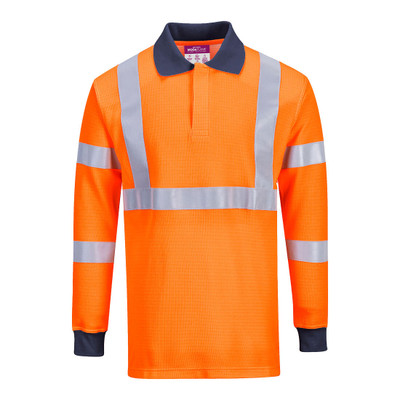 Modaflame Knit HVO FR Long Sleeve Polo Shirt - Orange