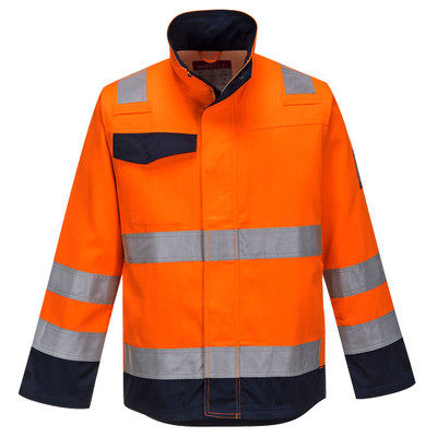 Modaflame RIS Orange/Navy Jacket Portwest - Designed to be worn with the MV36 trouser this multi-norm jacket is ideal for situations where versatile protection is required
