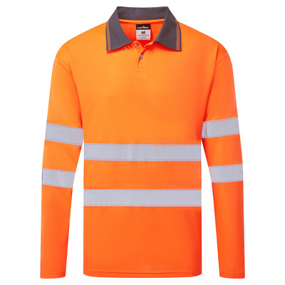 ES1 Essential Hi-Vis Polo Shirt L/S - Orange