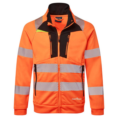 DX4 Hi-Vis Funnel Neck Zipped Sweatshirt - Orange/Black