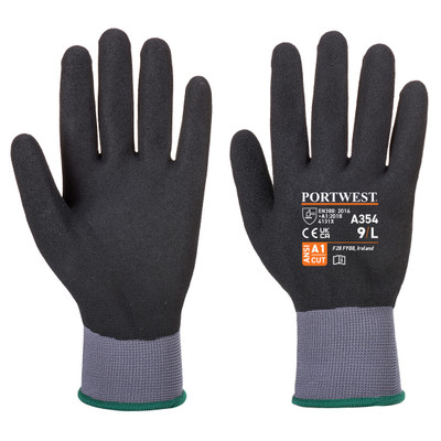 A354 DermiFlex Ultra Pro Glove - Nitrile Sandy - The DermiFlex Ultra provides additional protection water, oil and grease due to the additional full dip compared to the 3/4 A352