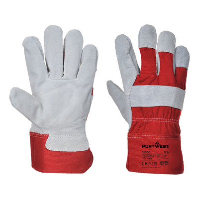 A220 - Premium Chrome Rigger Glove Red - <p class="text-justify">Premium quality split leather chrome rigger with cotton drill back and knuckle protection