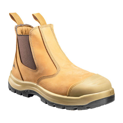 FT71 Safety Dealer boot S3 Wheat - Constructed using full-grain Nukbuck leather, the elasticated gussets and front and back pull-tabs offers easy foot entry