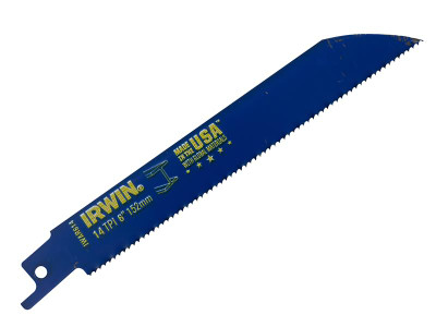 IRWIN® 614R Sabre Saw Blade Metal Cutting 150mm 14 TPI Pack of 25 - IRWIN&reg; Bi-Metal Sabre Saw Blades cut all metals, including non ferrous, pipe conduit, stainless and sheet metal