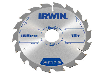 IRWIN® Construction Circular Saw Blade 165 x 30mm x 18T ATB
