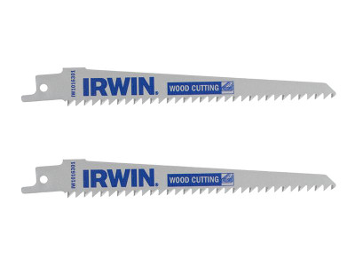 IRWIN® Sabre Saw Blade Wood/PVC Cutting 152mm Pack of 2 - IRWIN&reg; Wood/PVC Cutting Sabre Saw Blades with aggressive teeth for fast sawing and a fine finish