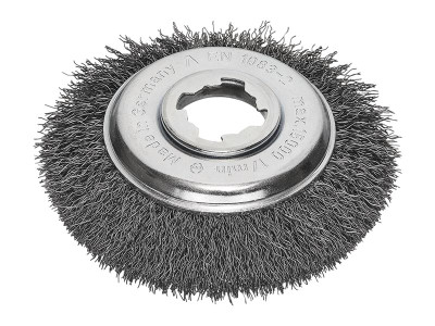 Lessmann X-Lock Crimped Steel Bevel Brush 115mm Non Spark - These Lessmann X-Lock non-sparking brushes are suitable for use on hand-held angle grinders with the X-Lock fitting, they can be used for polishing, light deburring work, and removing rust, pa