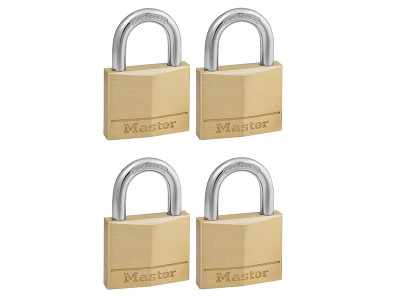 Master Lock Solid Brass 40mm Padlock 4-Pin - Keyed Alike x 4