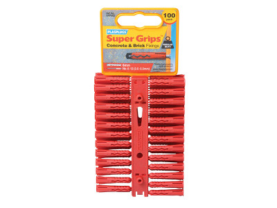 Plasplugs SRP 502 Solid Wall Super Grips™ Fixings Red (100)