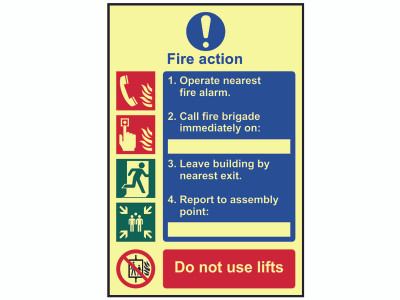 Scan Fire Action Procedure - Photoluminescent Sign 200 x 300mm