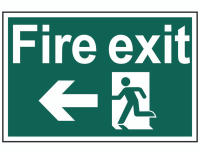 Scan Fire Exit Running Man Arrow Left - PVC Sign 300 x 200mm