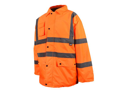Scan Hi-Vis Motorway Jacket Orange - L (44in) - Scan High-Visibility Orange Waterproof Motorway Jacket with taped seams and retro-reflective tape