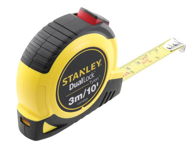 STANLEY® DualLock™ Tylon™ Pocket Tape 3m/10ft (Width 12mm) - The Stanley DualLock&trade; Pocket Tape has a corrosion resistant, long-life Tylon&trade; coated blade for greater durability and wear resistance of blade markings, for improved readability o