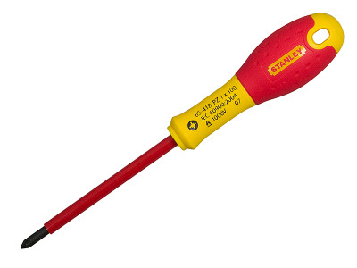 STANLEY® FatMax® VDE Insulated Screwdriver Pozidriv Tip PZ0 x 75mm