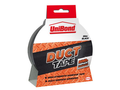 UniBond DIY Duct Tape Black 50mm x 50m - UniBond Duct Tape is an essential for everyday home maintenance