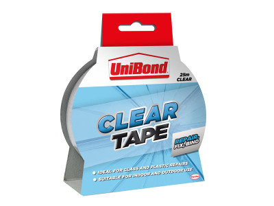 UniBond Transparent Repair Tape 50mm x 20m - UniBond Transparent Repair Tape is a clear double sided tape with an extra strong adhesive