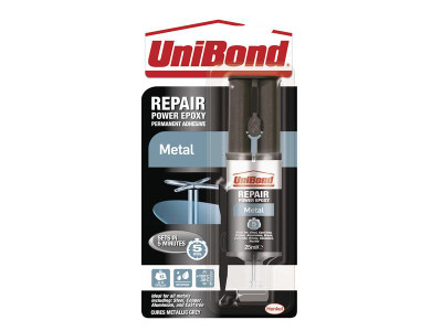UniBond Repair Power Epoxy Metal 25ml - UniBond Repair Metal is a reactive, fast-setting two-component, non-shrinking, non-expanding epoxy-based adhesive supplied as a twin chamber syringe