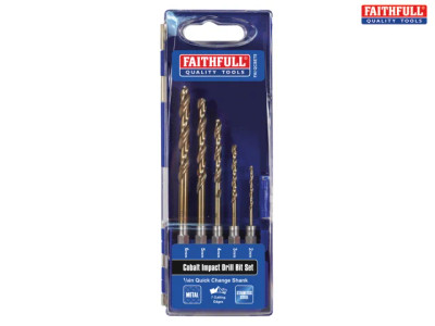 Faithfull HSSE M35 Cobalt Quick-Change Impact Drill Bit Set, 5 Piece - Faithfull Cobalt Quick-Change Impact Drill Bits feature a revolutionary tip design that is far superior to any other drill bit in the industry