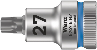 Wera 8767 B HF TORX® Zyklop bit socket with holding function, 3/8" drive TX 27x35.0mm - Bit socket with 3/8" drive and holding function for particularly comfortable screwdriving with reduced risk of losing the screw when feeding it into the workpiece Wera 8767 B HF TORX® Zyklop bit socket with holding function, 3/8" drive TX 27x35.0mm - Bit socket with 3/8" drive and holding function for particularly comfortable screwdriving with reduced risk of losing the screw when feeding it into the workpiece