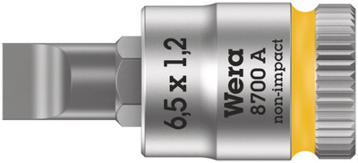 Wera 8700 A FL Slotted screws Zyklop bit socket, 1/4" drive 1.2x6.5x28.0mm - Bit socket with 1/4" drive