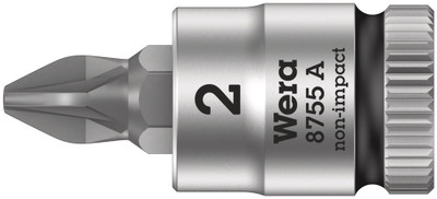 Wera 8755 A Pozidriv Zyklop bit socket, 1/4" drive PZ 2x28.0mm - Bit socket with 1/4" drive