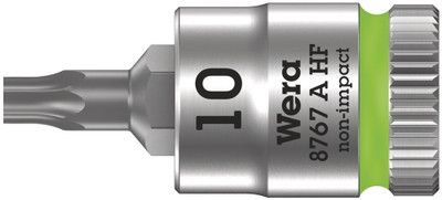 Wera 8767 A HF TORX® Zyklop bit socket with holding function, 1/4" drive TX 10x28.0mm - Bit socket with 1/4" drive and holding function for particularly comfortable screwdriving with reduced risk of losing the screw when feeding it into the workpiece Wera 8767 A HF TORX® Zyklop bit socket with holding function, 1/4" drive TX 10x28.0mm - Bit socket with 1/4" drive and holding function for particularly comfortable screwdriving with reduced risk of losing the screw when feeding it into the workpiece