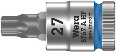Wera 8767 A HF TORX® Zyklop bit socket with holding function, 1/4" drive TX 27x28.0mm - Bit socket with 1/4" drive and holding function for particularly comfortable screwdriving with reduced risk of losing the screw when feeding it into the workpiece Wera 8767 A HF TORX® Zyklop bit socket with holding function, 1/4" drive TX 27x28.0mm - Bit socket with 1/4" drive and holding function for particularly comfortable screwdriving with reduced risk of losing the screw when feeding it into the workpiece