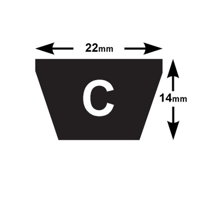 Dunlop White Flash C Section V Belts (22mm Top Width) C140-WHT-DUN - Dunlop 'White Flash' V Belts are manufactured using a combination of Natural and Styrene Butadiene Rubber