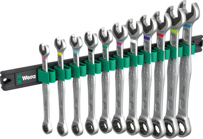 Wera 9630 Magnetic rail 6000 Joker 1, Ring ratchet spanner set - 05020014001 - Contents:</p>9630 Magnetic rail 6000 Joker 1 Ratcheting combination wrenches set, 11 pieces<br> 11x 6000 Joker Ratcheting combination wrenches: 13x177 mm, 17x224 mm, 19x2 Wera 9630 Magnetic rail 6000 Joker 1, Ring ratchet spanner set - 05020014001 - Contents:</p>9630 Magnetic rail 6000 Joker 1 Ratcheting combination wrenches set, 11 pieces<br> 11x 6000 Joker Ratcheting combination wrenches: 13x177 mm, 17x224 mm, 19x2