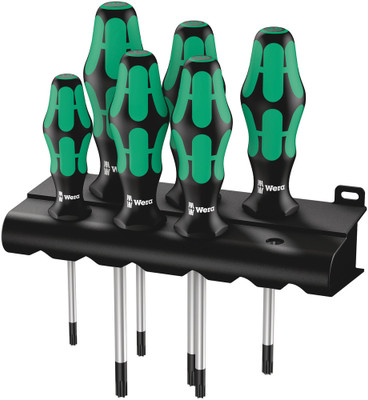 Wera 367/6 TORX® Screwdriver set Kraftform Plus and rack - 6-piece screwdriver set for TORX® screws Wera 367/6 TORX® Screwdriver set Kraftform Plus and rack - 6-piece screwdriver set for TORX® screws