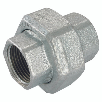 1/2" BSPP FEM F/SEAT UNION GALVANISED GF330G - 1/2" BSP Parallel Female, Malleable Iron Pipe Fitting, Galvanised, Equal Union, Flat Seat, Fig