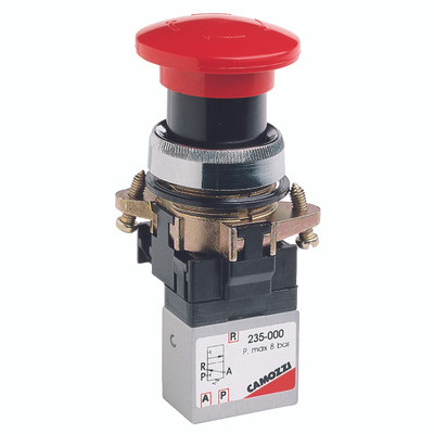 M5 TWIST PALM SWITCH - M5 Metric Female, 3/2 Way Normally Closed, Latching Palm Switch, Twist Unlock, Series 2, Manually Operated Console Mini, Flow 60 NI/min, Working Temperature 0Â°C to +50Â°C, Maximum Working Pressure 8 Bar, Camozzi