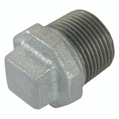 1/2" BSPT MALE BEADED PLUG GALVANISED GF290G - 1/2" BSP Tapered Male, Malleable Iron Pipe Fitting, Galvanised, Hollow Plug, Fig