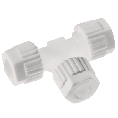 UNION TEE 6MM PVDF - Equal Tube x Tube, Tee Connector, To Fit Tube Size 6 x 4, Working Temperature -20Â°C to +120Â°C, Maximum Working Pressure 14 bar, Tefen